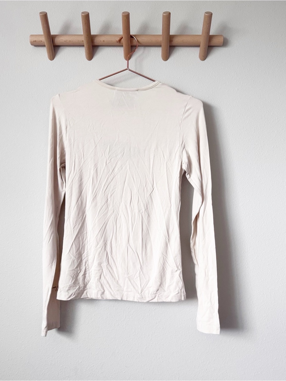 Vanessa Hong x Birgitt Herskind Long Sleeve Cutout Tee in Beige - Minimalist Top - Picture 9 of 11